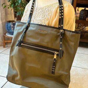 Michael Kors Khaki Tote with Gold Accents